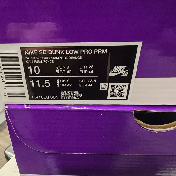 Nike SB Dunk Low Dark Smoke Grey Campfire Orange KRAMPUS DUNK Mens 10 2025 NEW - Picture 11 of 16